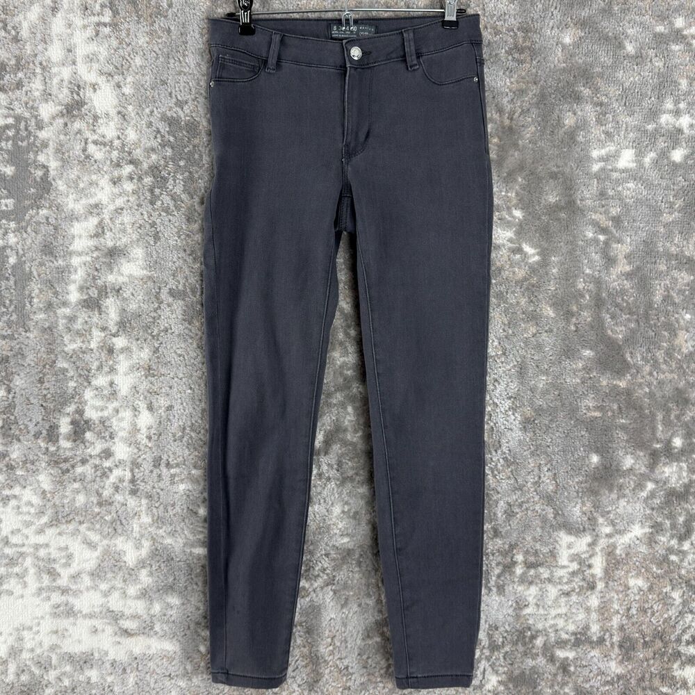 Primark Womens Size 4 Cotton Stretch Jeggings Pants Gray Button Zip Casual